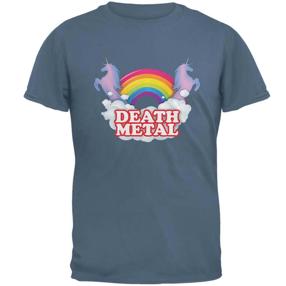 Death Metal Rainbow Unicorns Mens T Shirt Men's T-Shirts Old Glory 2XL Indigo Blue