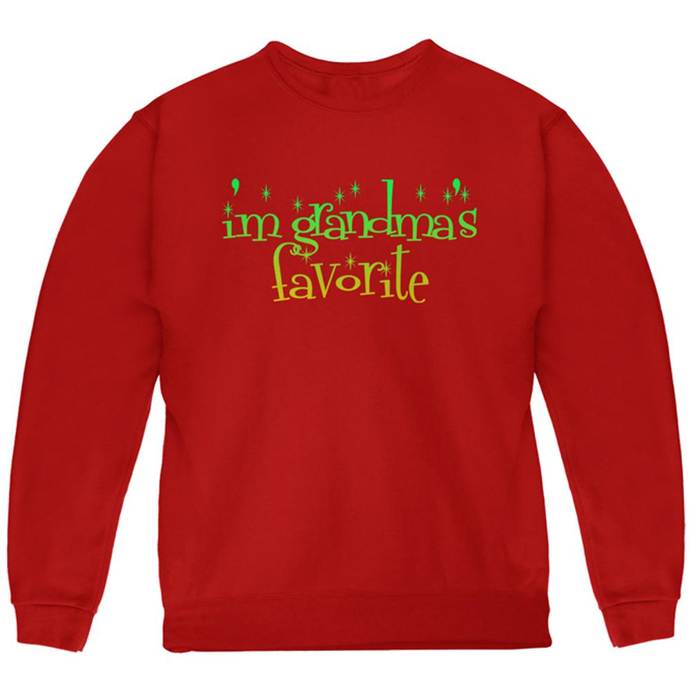 Christmas I'm Grandma's Favorite Youth Sweatshirt Youth Sweatshirts Old Glory LG Red