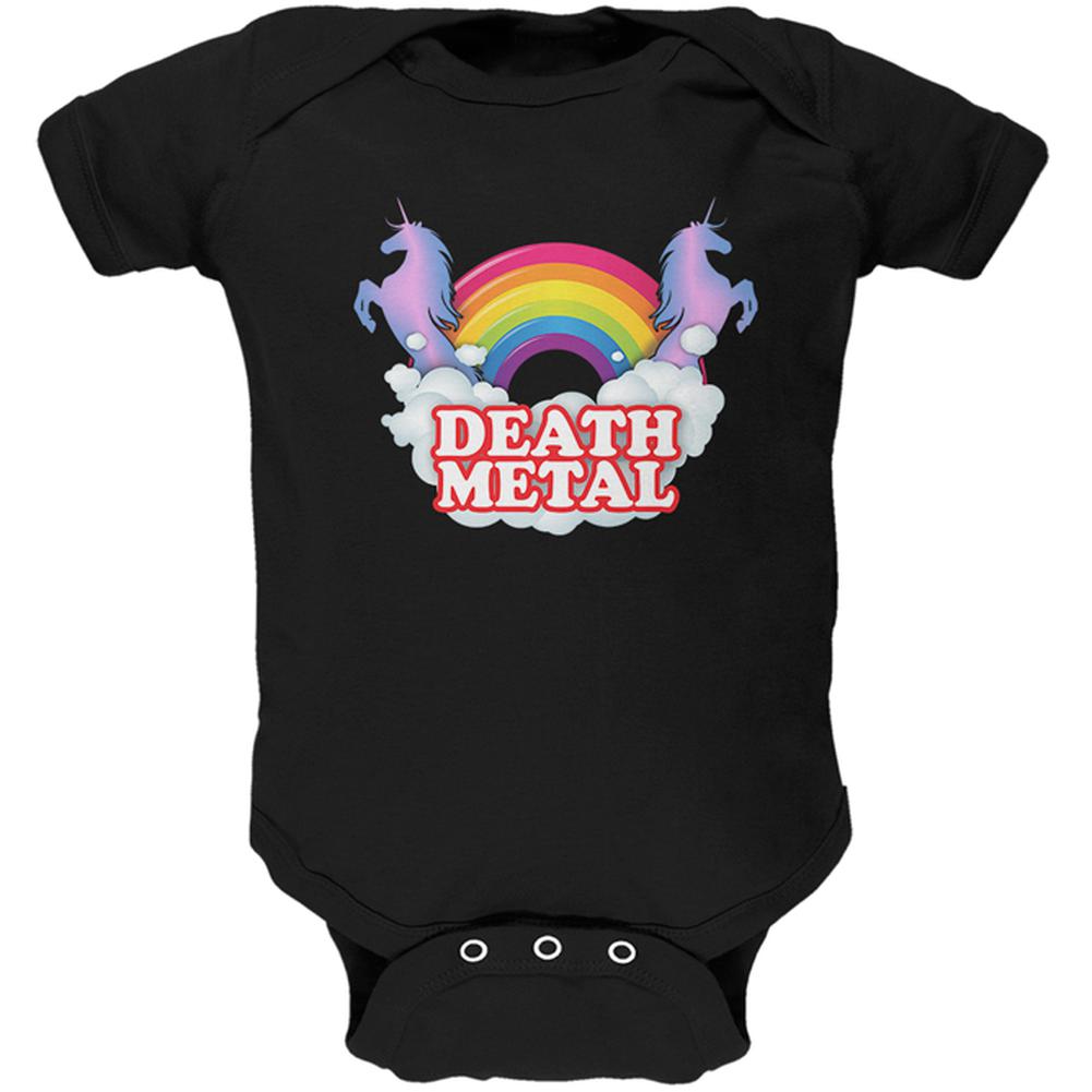 Death Metal Rainbow Unicorns Soft Baby One Piece Baby One Piece Old Glory 0-3M Black