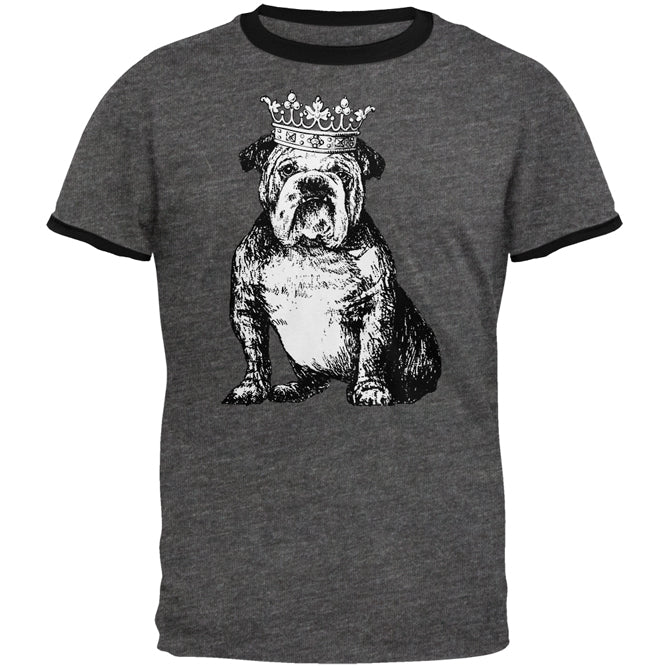 British Bulldog Crown Mens Ringer T Shirt Men's T-Shirts Old Glory MD Grey