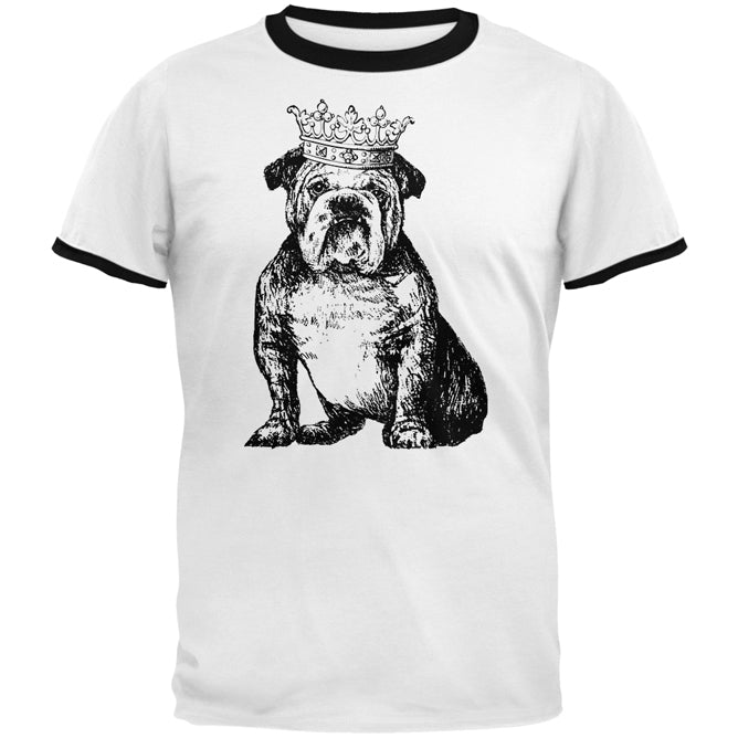 British Bulldog Crown Mens Ringer T Shirt Men's T-Shirts Old Glory 2XL White-Black