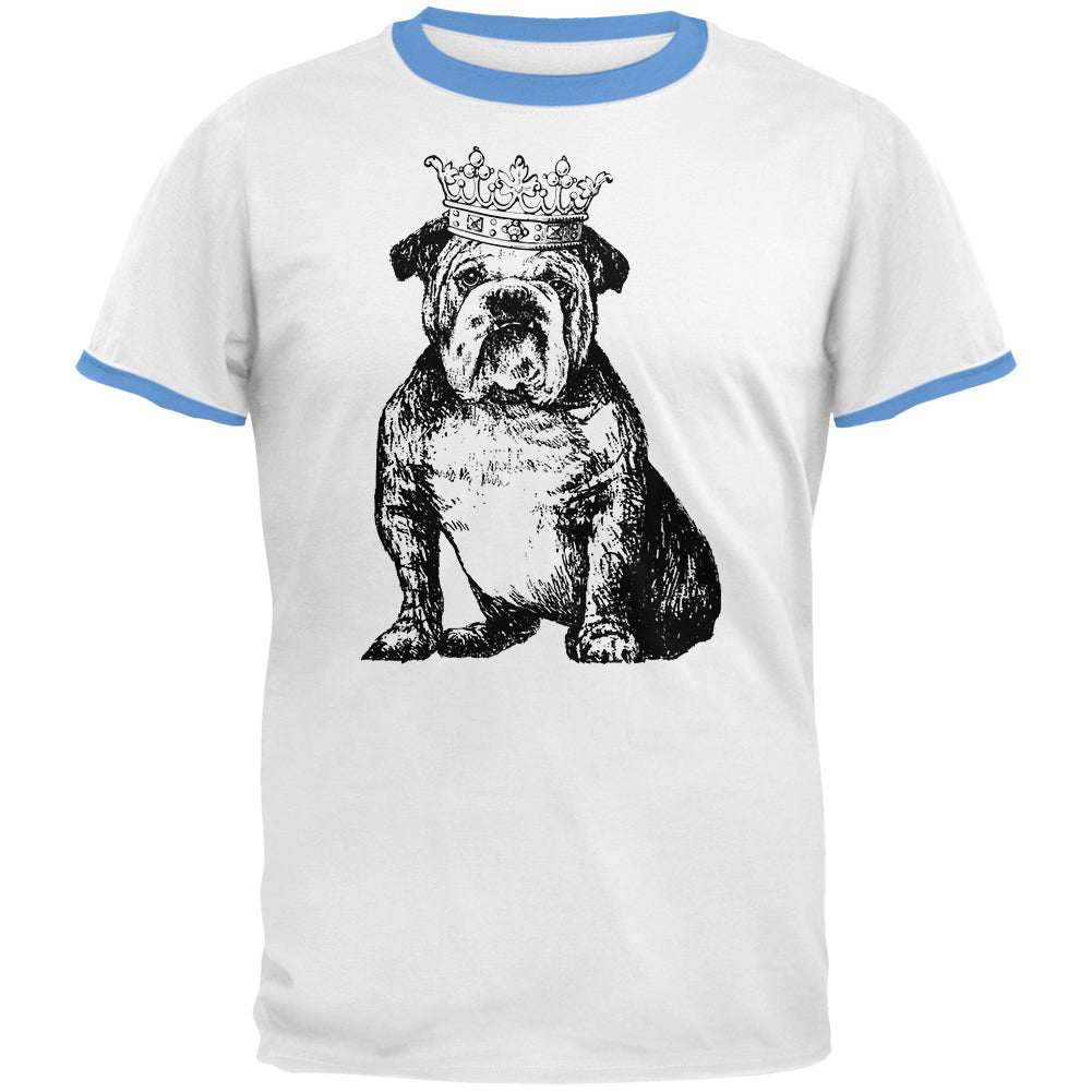 British Bulldog Crown Mens Ringer T Shirt Men's T-Shirts Old Glory 2XL White-Carolina Blue