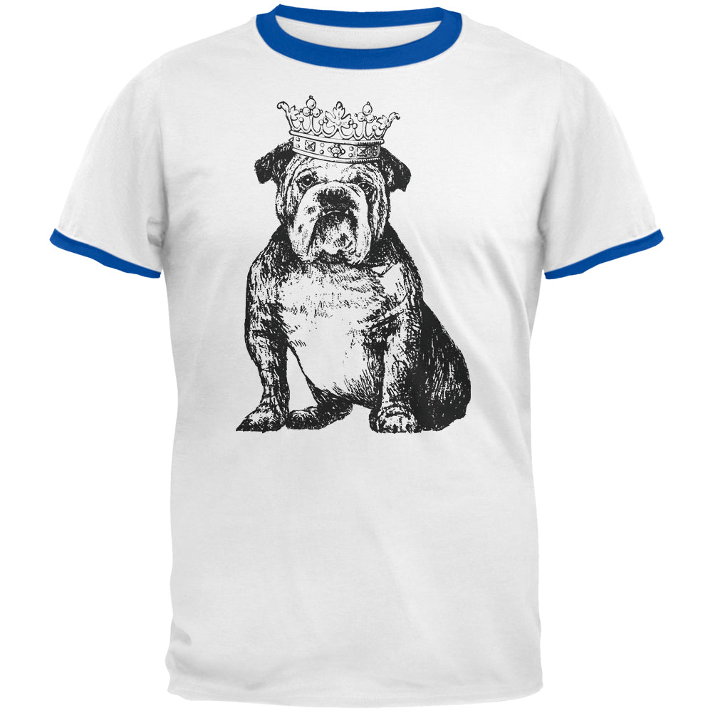 British Bulldog Crown Mens Ringer T Shirt Men's T-Shirts Old Glory 2XL White-Royal