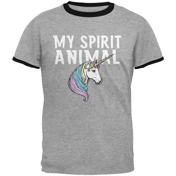 My Spirit Animal Unicorn Mens Ringer T Shirt Men's T-Shirts Old Glory 2XL Heather-Black