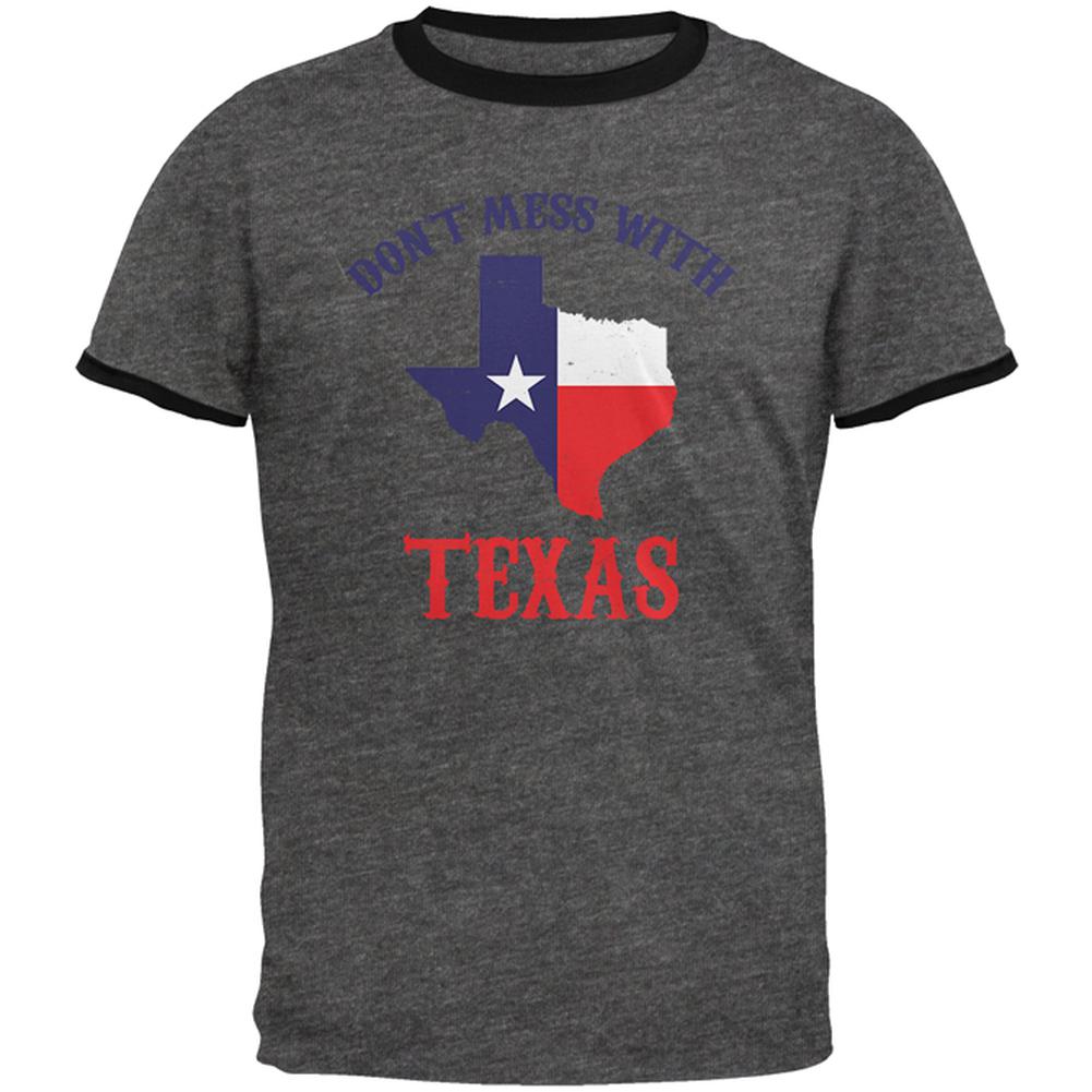 Don't Mess With Texas Mens Ringer T Shirt Men's T-Shirts Old Glory 2XL Dark Heather-Black