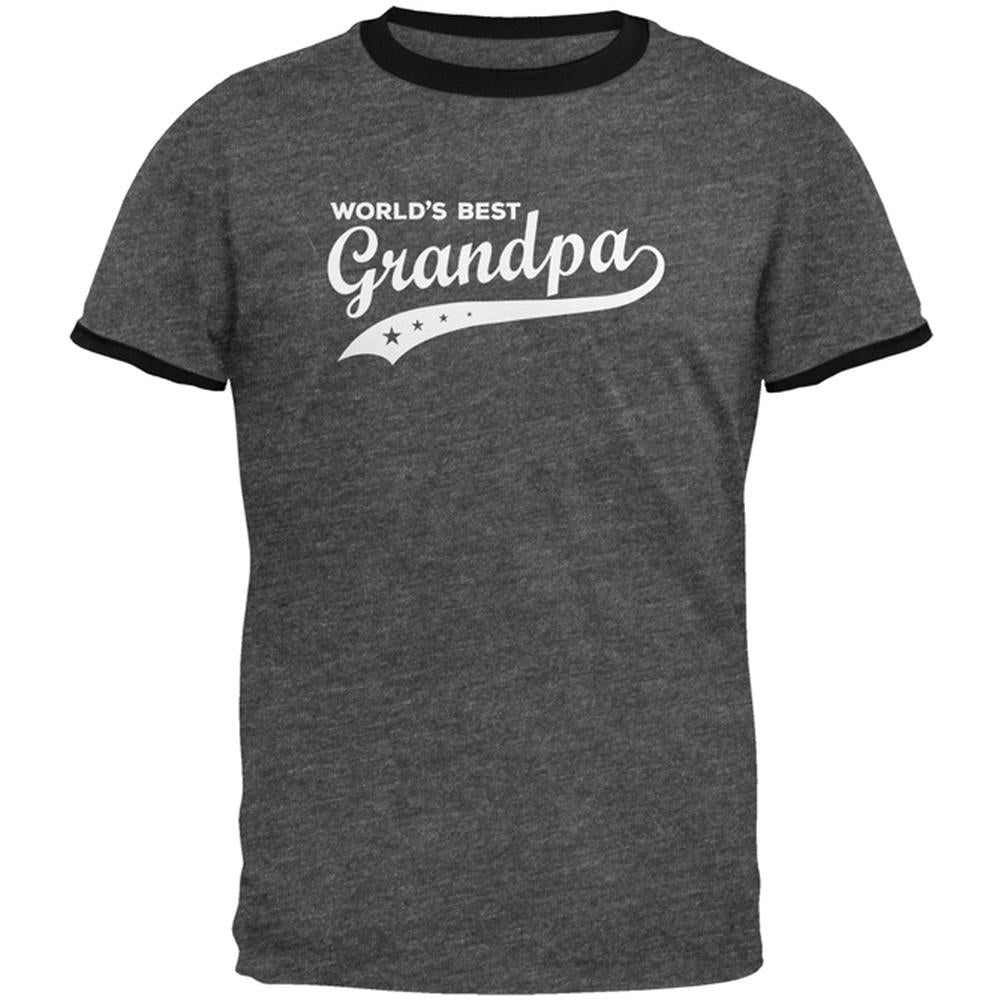 Father's Day World's Best Grandpa Mens Ringer T Shirt Men's T-Shirts Old Glory 2XL Dark Heather-Black