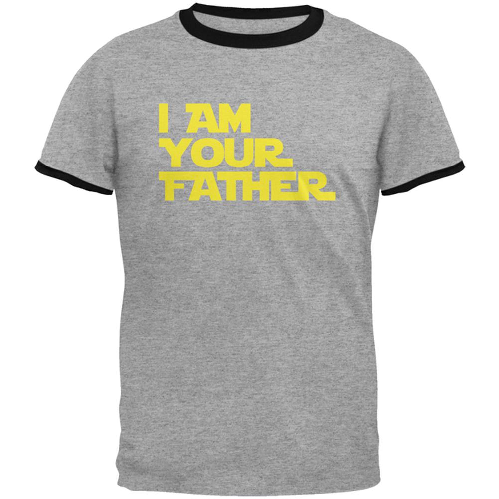 Fathers Day I Am Your Father Mens Ringer T Shirt Men's T-Shirts Old Glory 2XL Heather-Black