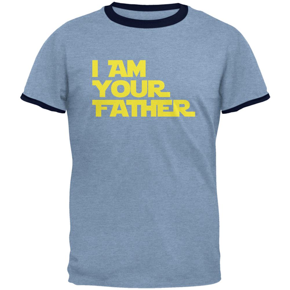 Fathers Day I Am Your Father Mens Ringer T Shirt Men's T-Shirts Old Glory 2XL Heather Blue-Navy