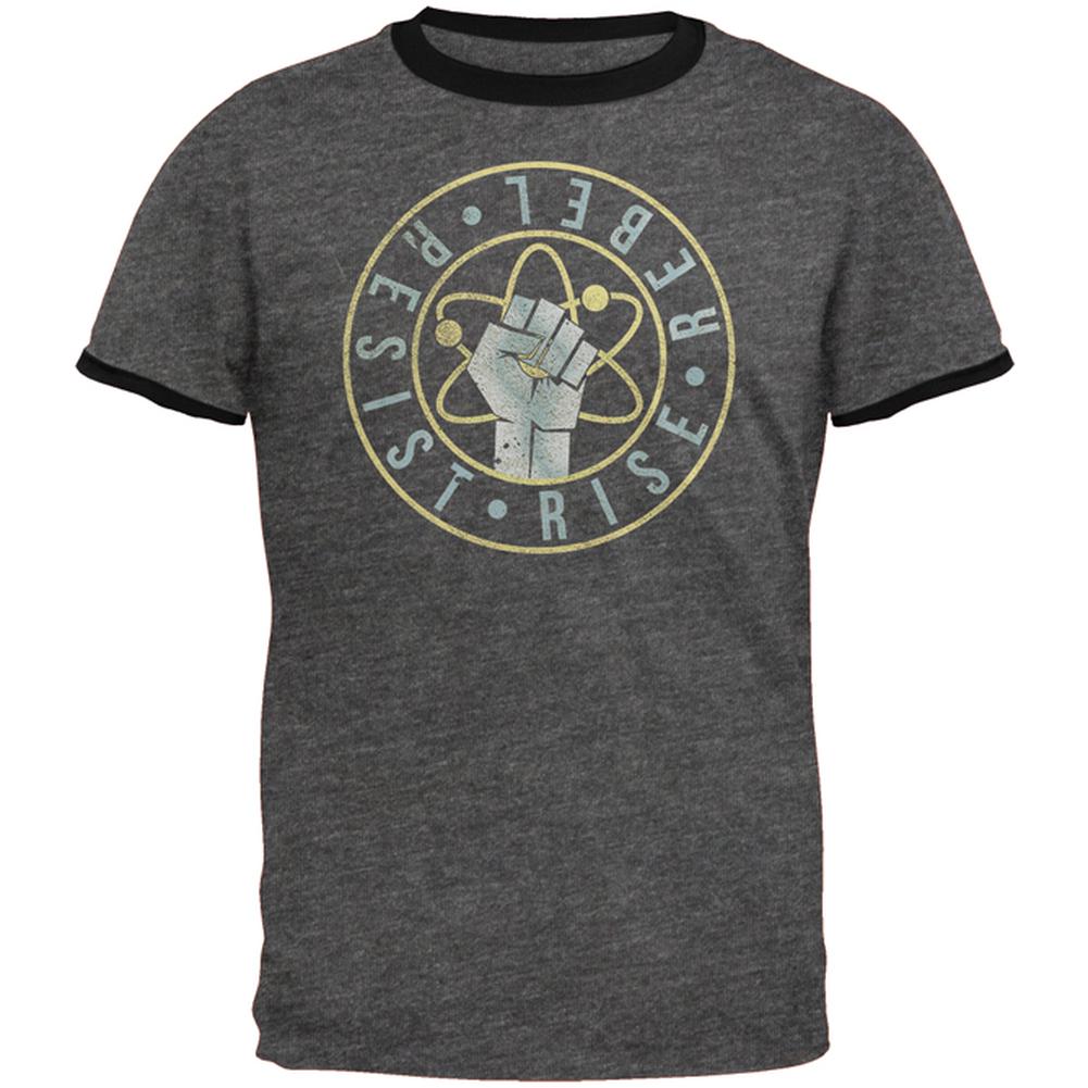 Science Rise Rebel Resist March Mens Ringer T Shirt Men's T-Shirts Old Glory 2XL Dark Heather-Black