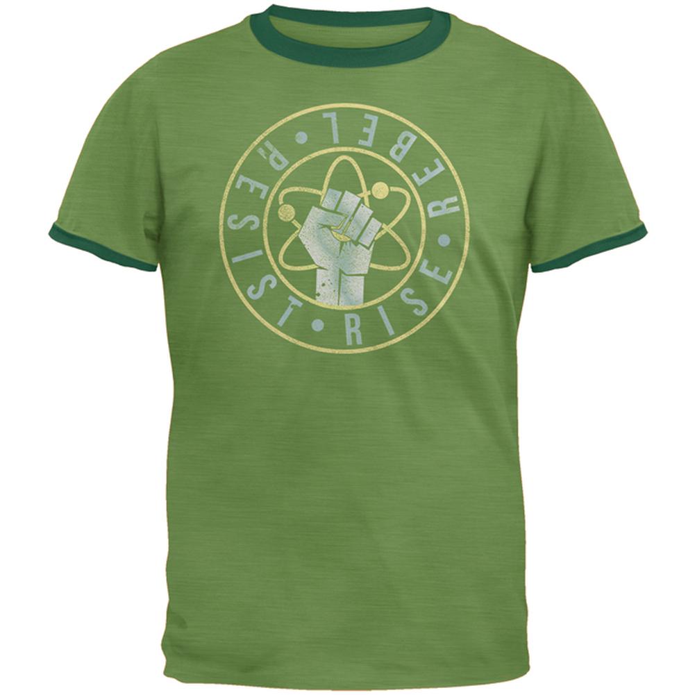Science Rise Rebel Resist March Mens Ringer T Shirt Men's T-Shirts Old Glory 2XL Heather Green-Forest