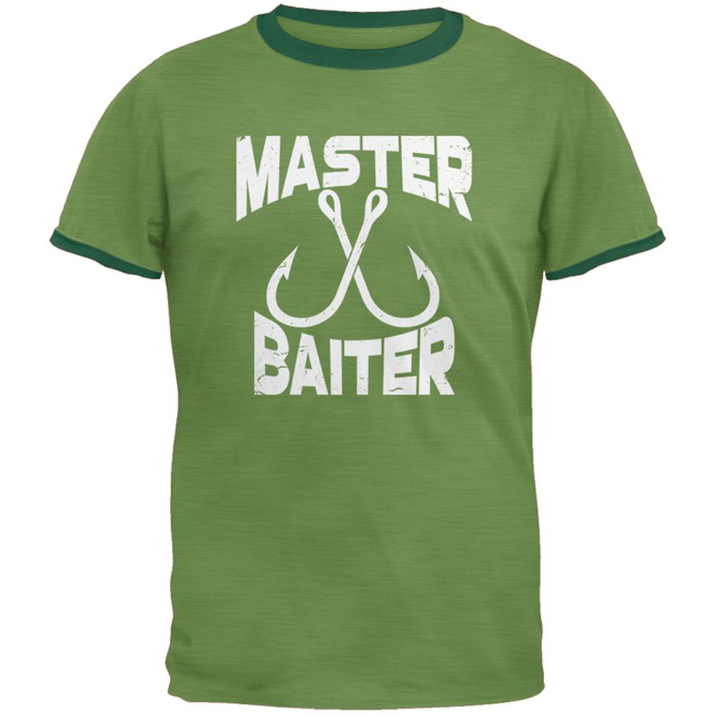 Master Baiter Mens Ringer T Shirt Men's T-Shirts Old Glory 2XL Heather Green-Forest