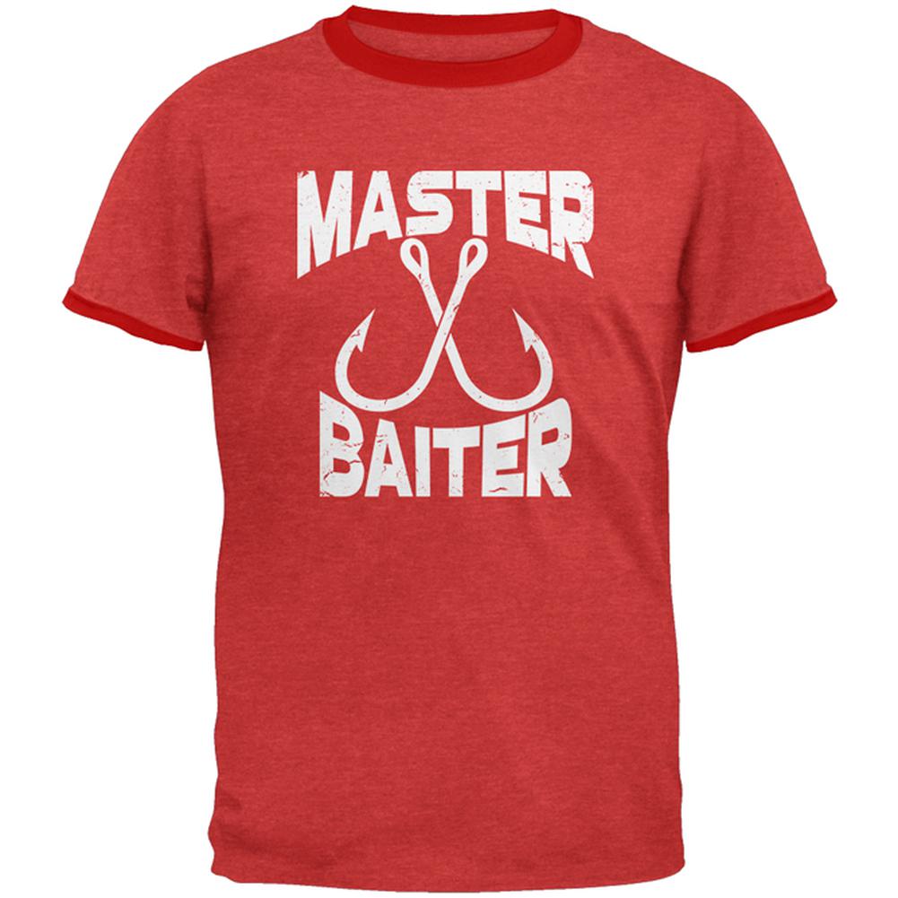Master Baiter Mens Ringer T Shirt Men's T-Shirts Old Glory 2XL Heather Red-Red