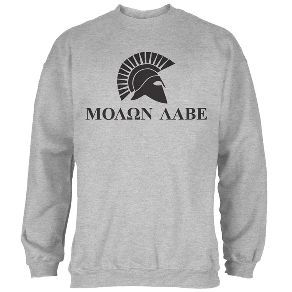 Molon Labe Helmet Mens Sweatshirt Men's Sweatshirts Old Glory 2XL Heather