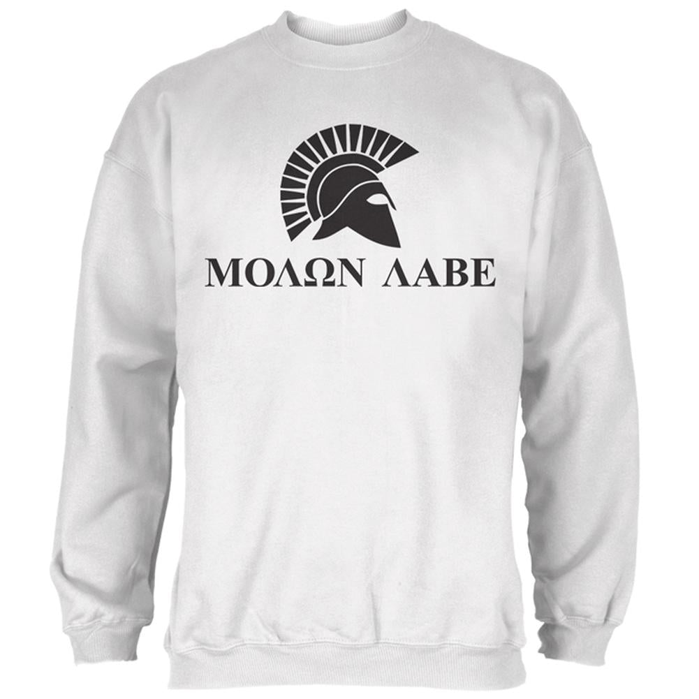 Molon Labe Helmet Mens Sweatshirt Men's Sweatshirts Old Glory 2XL White
