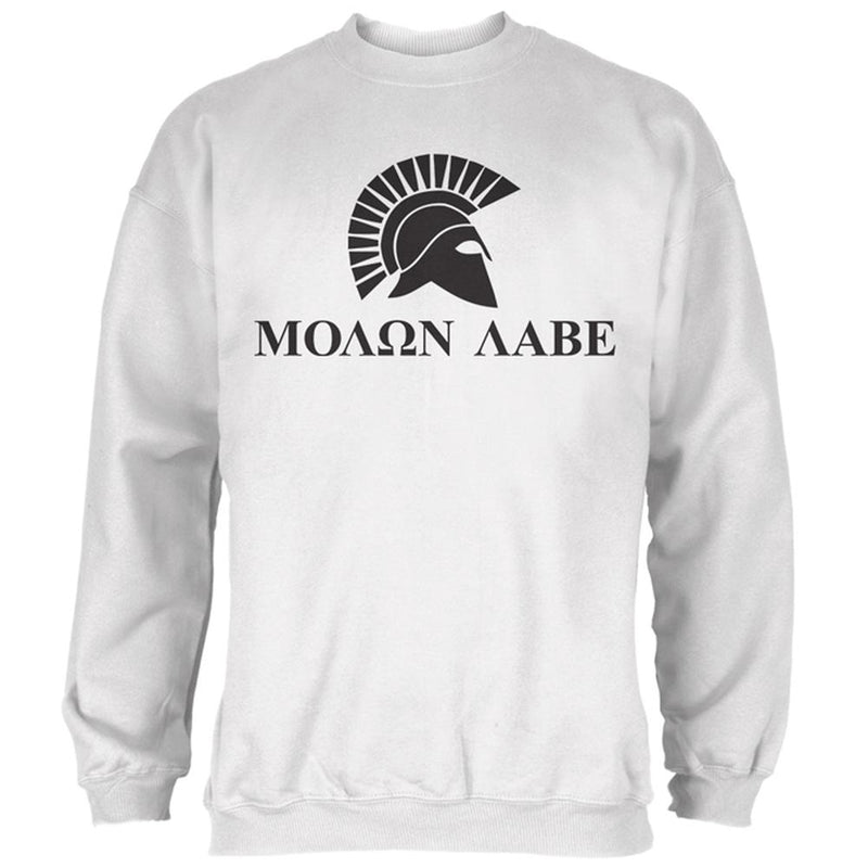 Molon Labe Helmet Mens Sweatshirt Men's Sweatshirts Old Glory 2XL White