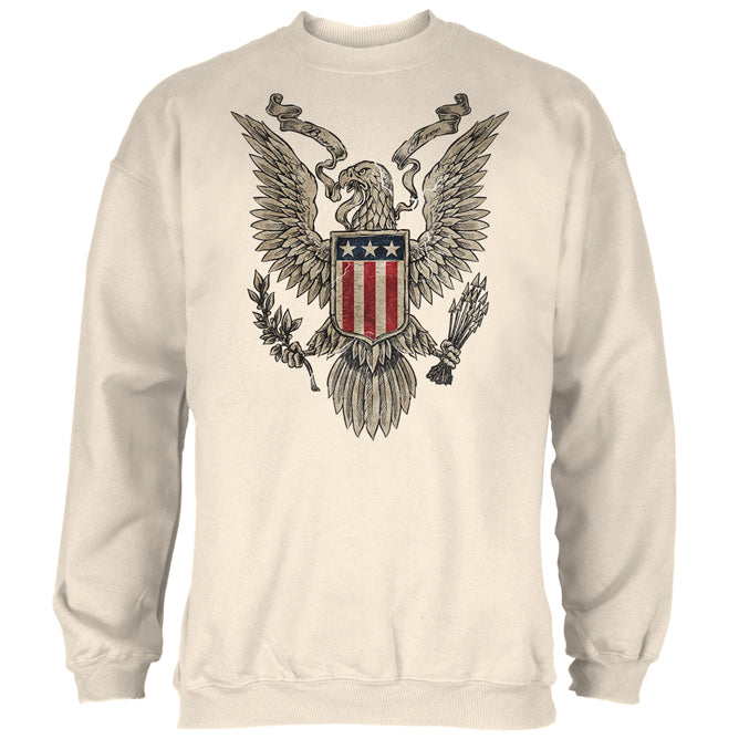 4th July Born Free Vintage American Bald Eagle Mens Sweatshirt Men's Sweatshirts 4th of July 2XL Natural