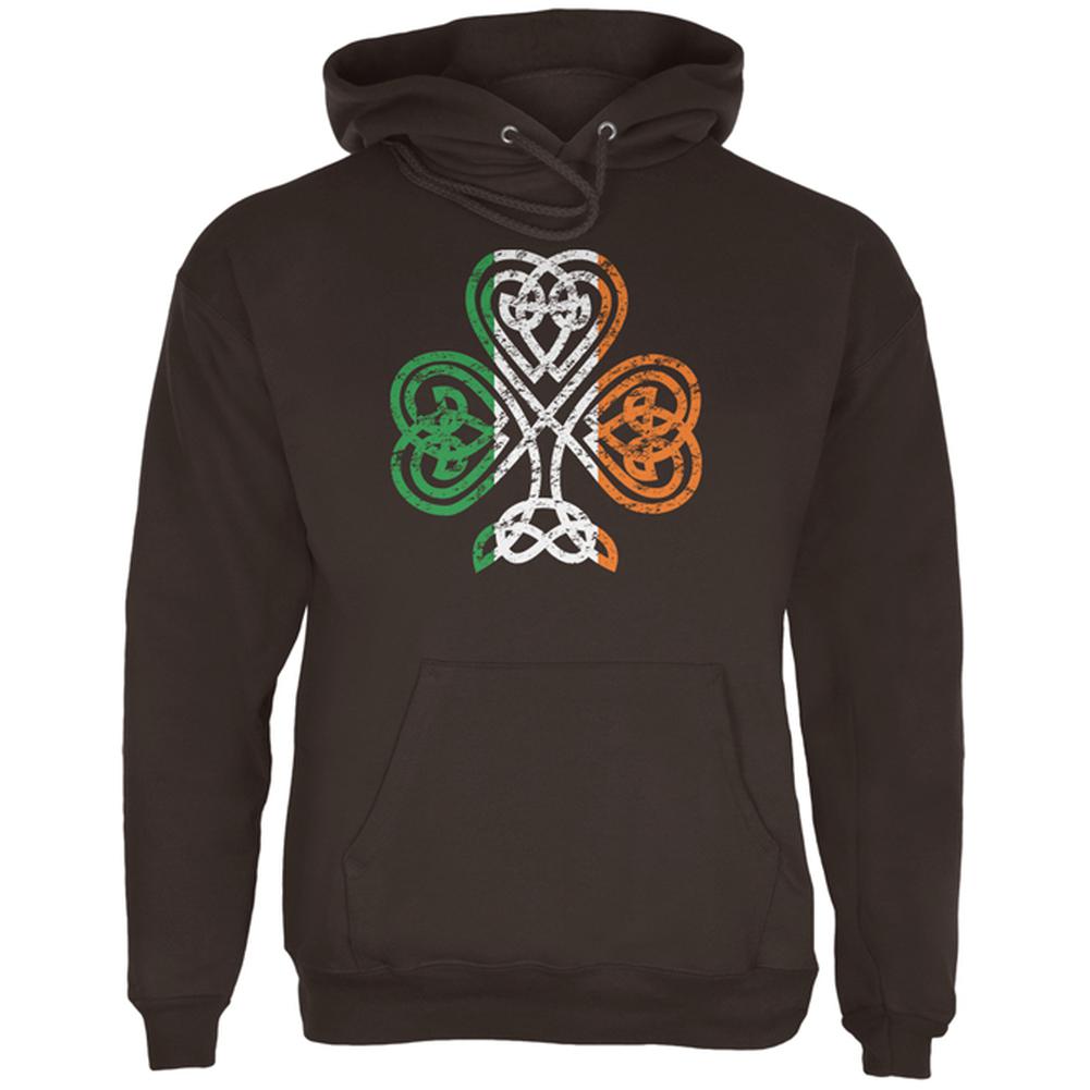 St. Patricks Day Shamrock Knot Mens Hoodie Men's Hoodies Old Glory 2XL Brown