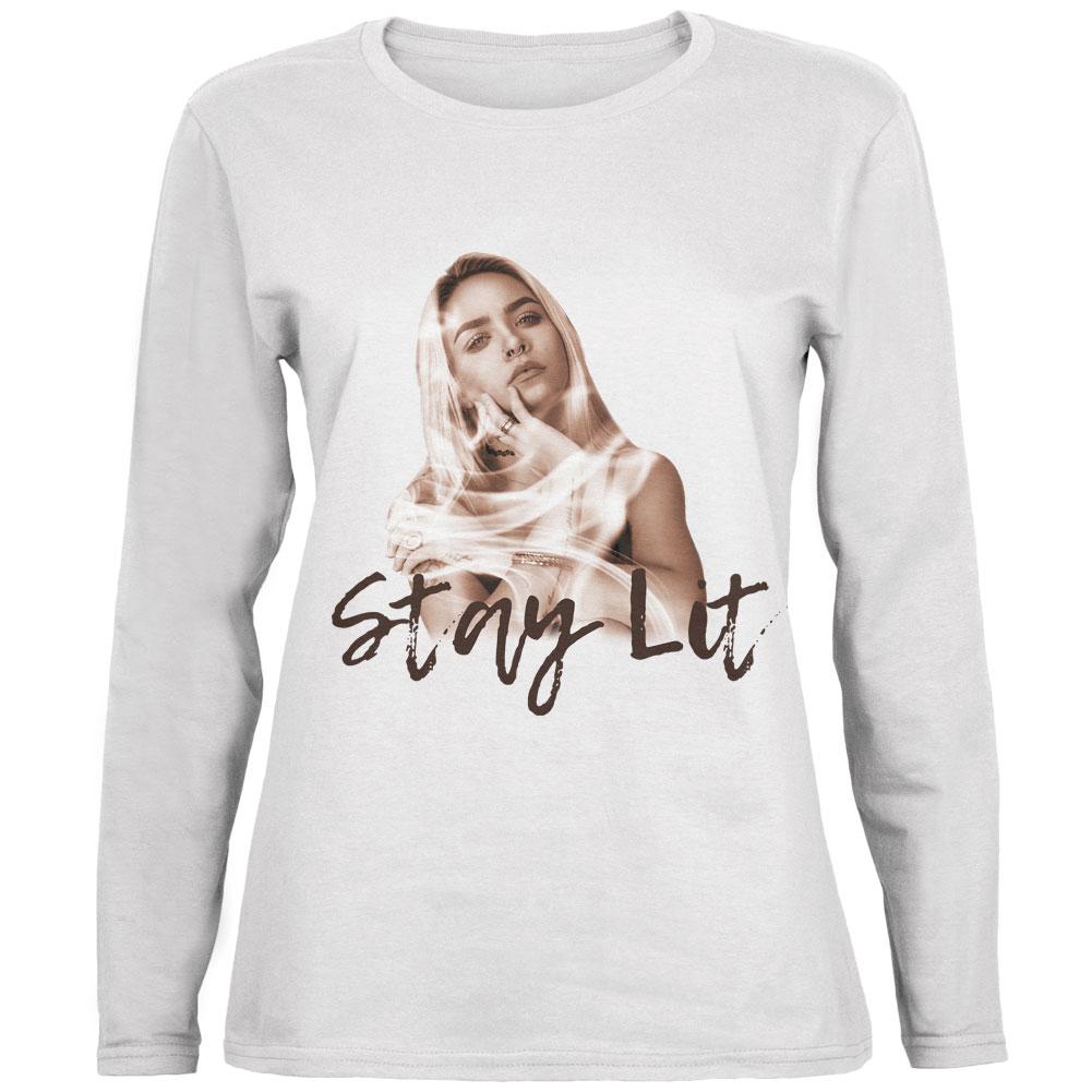 Stay Lit Smoky Girl Ladies' Relaxed Jersey Long-Sleeve Tee Women's Long Sleeves Old Glory 2XL White