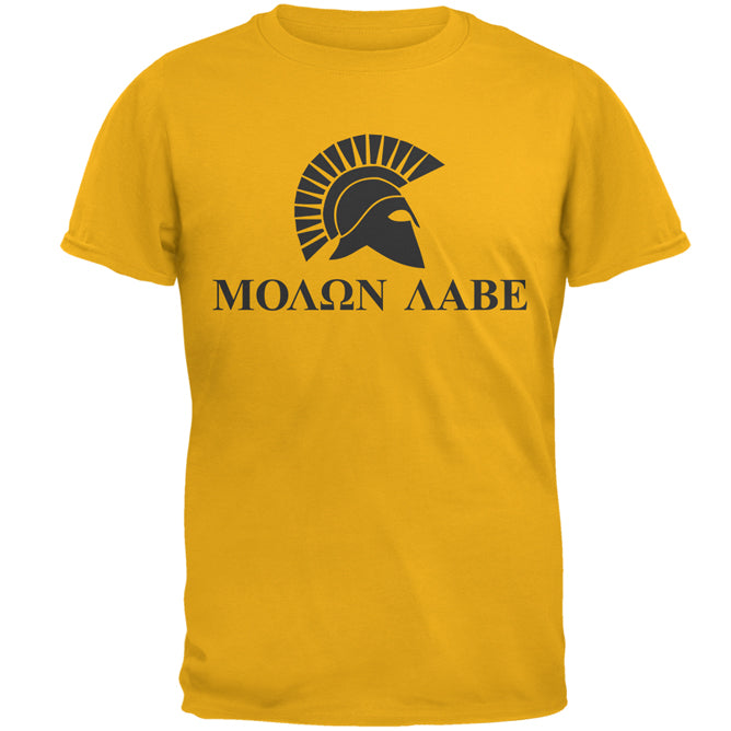 Molon Labe Helmet Mens T Shirt Men's T-Shirts Old Glory 2XL Gold