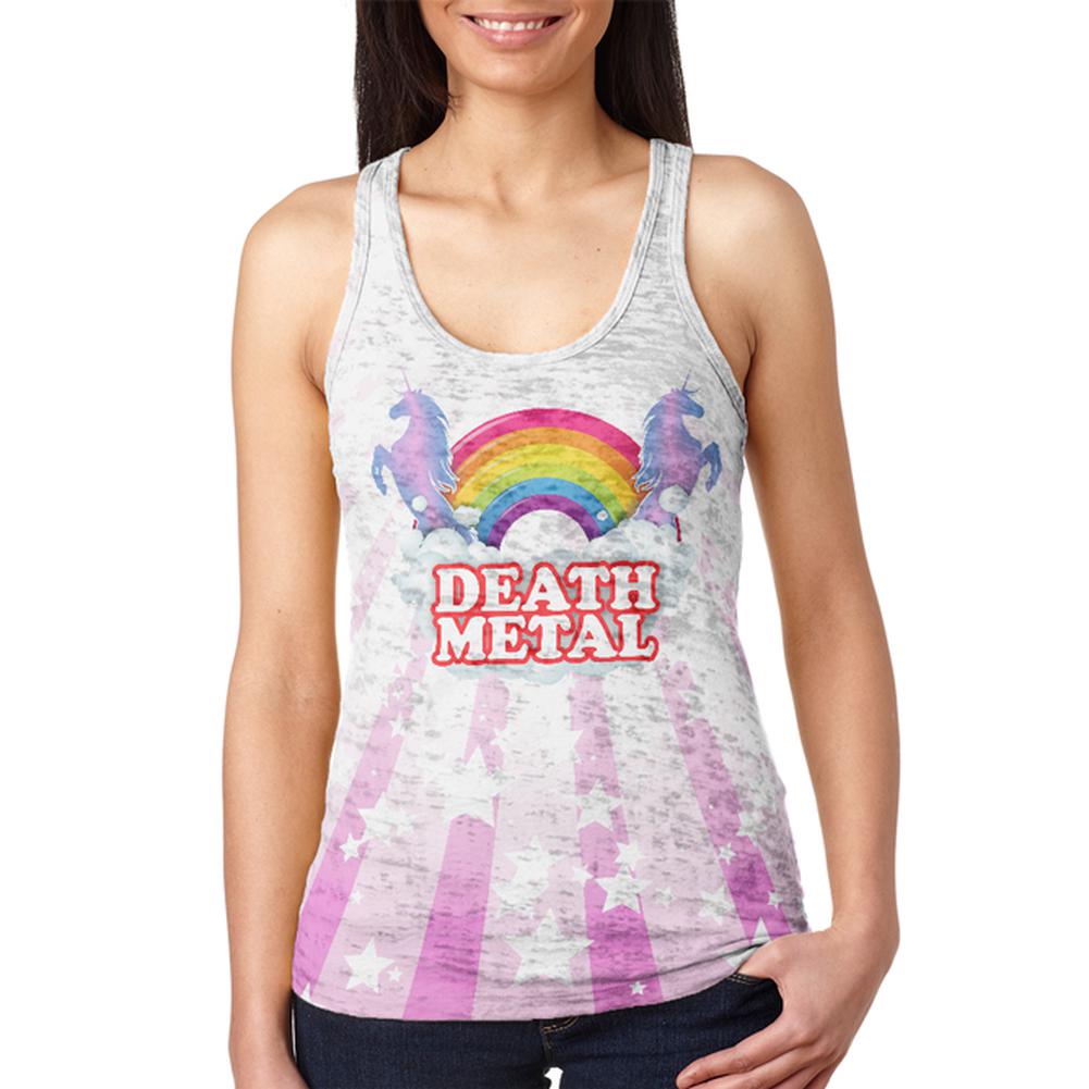 Death Metal Rainbow Unicorns Juniors Burnout Racerback Tank Top Juniors Tank Tops Old Glory 2XL Multi