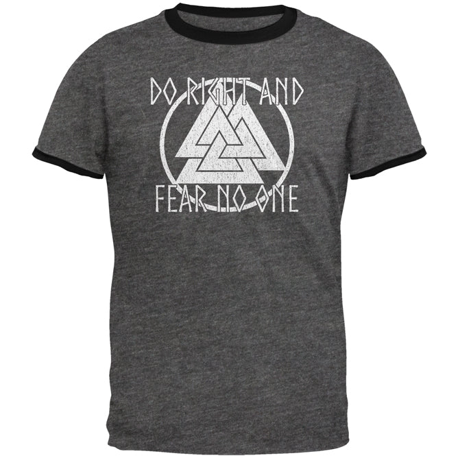 Do Right Fear No One Valknut Viking Odin Mens Ringer T Shirt Men's T-Shirts Old Glory MD Dark Heather-Black