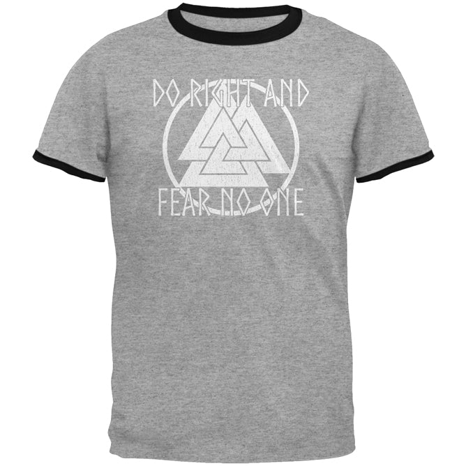 Do Right Fear No One Valknut Viking Odin Mens Ringer T Shirt Men's T-Shirts Old Glory 2XL Heather-Black