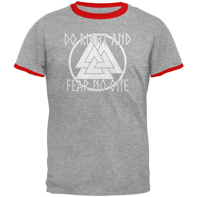 Do Right Fear No One Valknut Viking Odin Mens Ringer T Shirt Men's T-Shirts Old Glory MD Heather-Red
