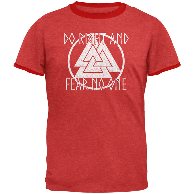 Do Right Fear No One Valknut Viking Odin Mens Ringer T Shirt Men's T-Shirts Old Glory 2XL Heather Red-Red
