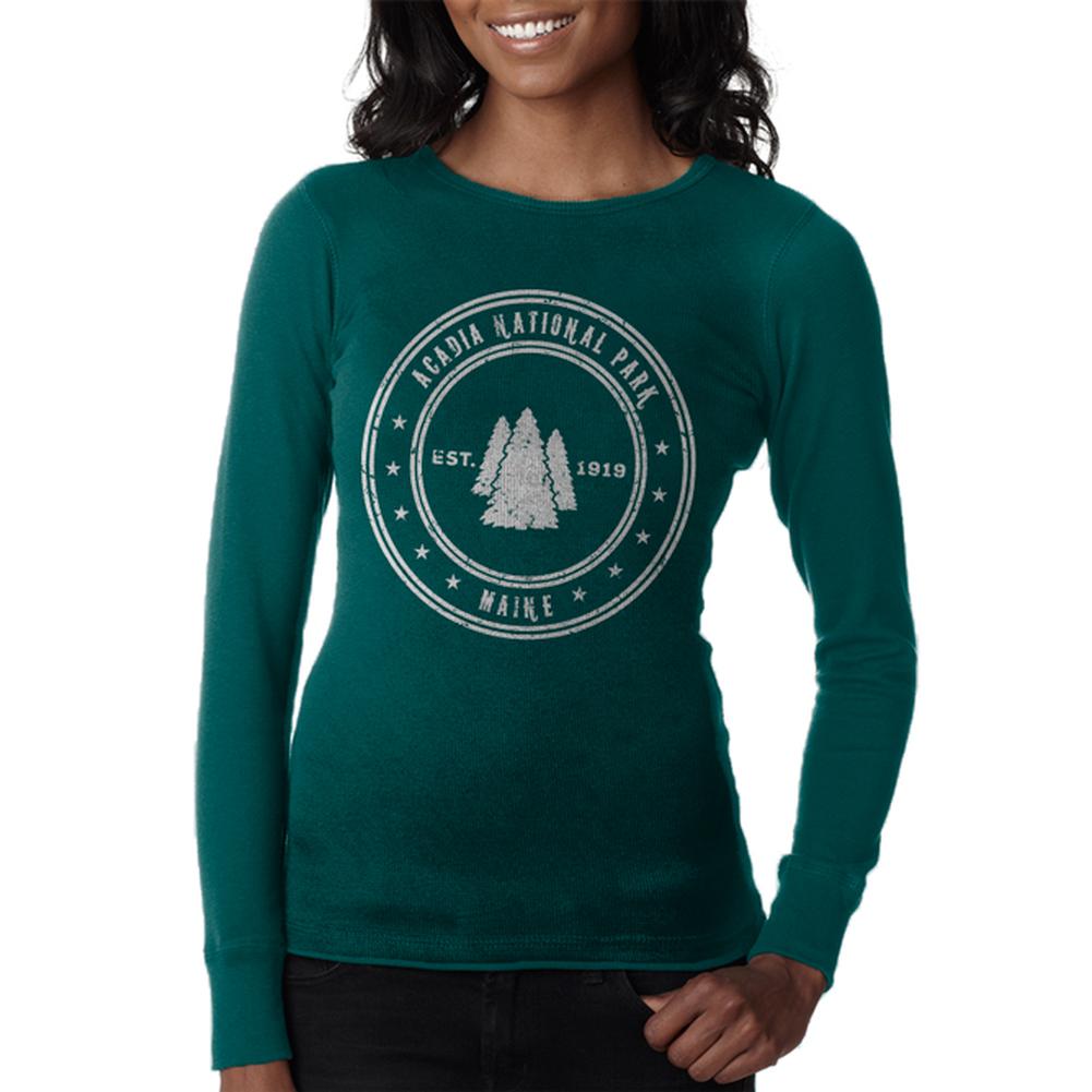 Acadia National Park Juniors Long Sleeve Thermal Juniors Long Sleeves Old Glory LG Teal