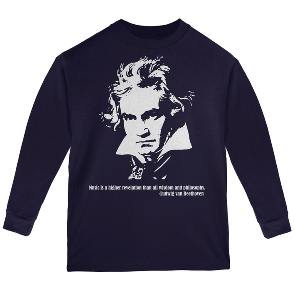 Beethoven Youth Long Sleeve T Shirt Youth Long Sleeves Old Glory LG Navy