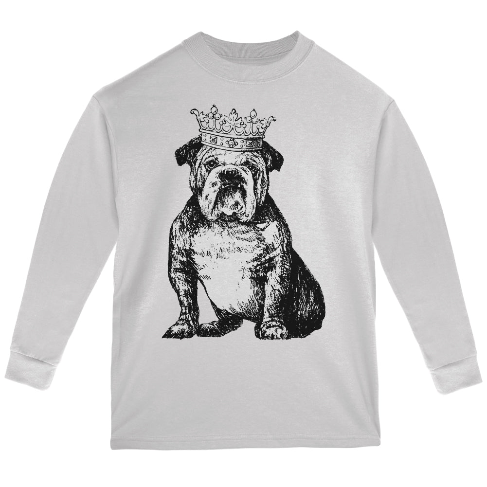Bulldog Crown Youth Long Sleeve T Shirt Youth Long Sleeves Old Glory YLG White