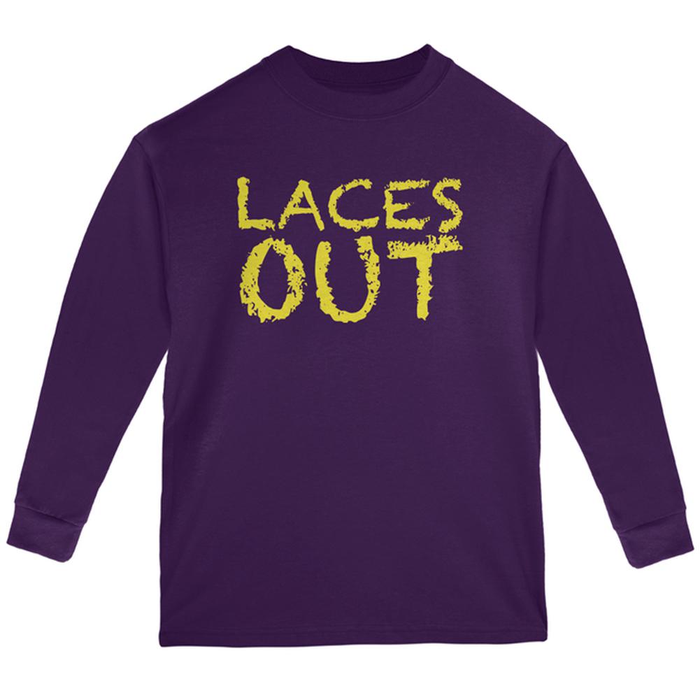 Football Kicker Laces Out Ace Youth Long Sleeve T Shirt Youth Long Sleeves Old Glory LG Purple