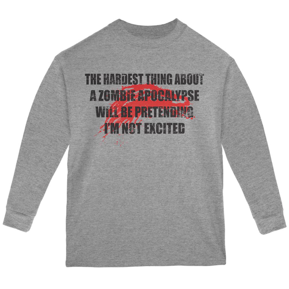 Hardest Thing About Zombie Apocalypse Youth Long Sleeve T Shirt Youth Long Sleeves Old Glory LG Storm Grey