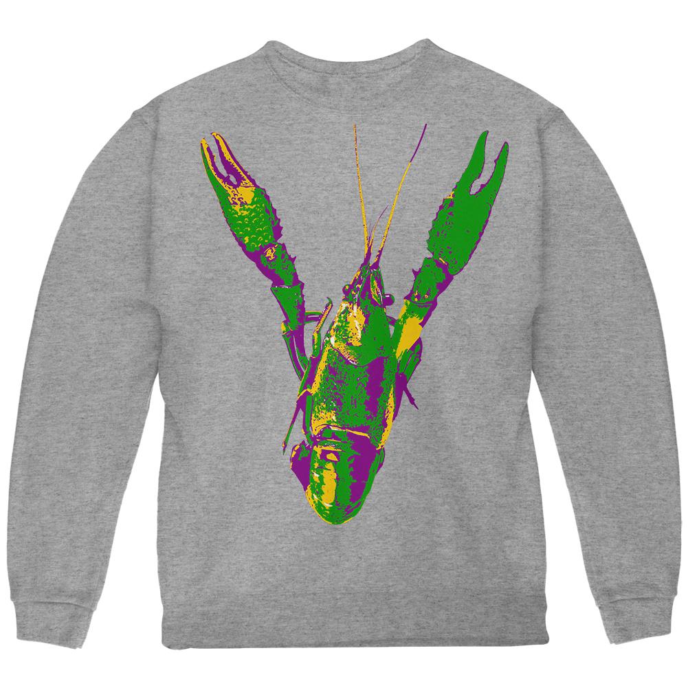 Mardi Gras Crawfish Youth Sweatshirt Youth Sweatshirts Old Glory LG Grey