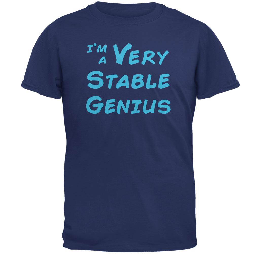 Donald Trump Quote Very Stable Genius Mens T Shirt Men's T-Shirts Old Glory 2XL Metro Blue