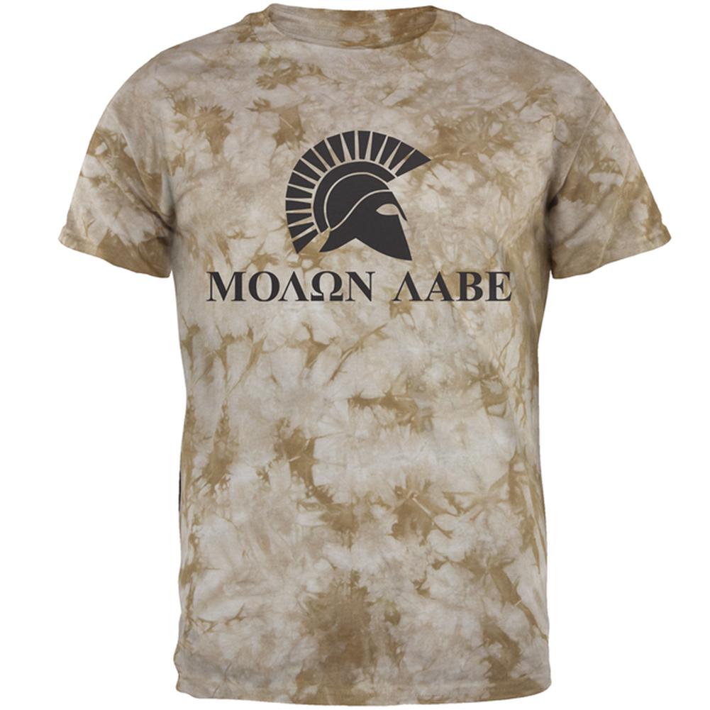 Molon Labe Helmet Mens T Shirt Men's T-Shirts Old Glory MD Crackle Tan Tie Dye