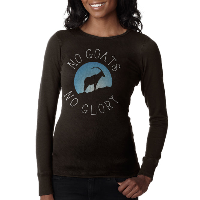 No Guts Goats No Glory Juniors Long Sleeve Thermal Juniors Thermals Old Glory LG Brown