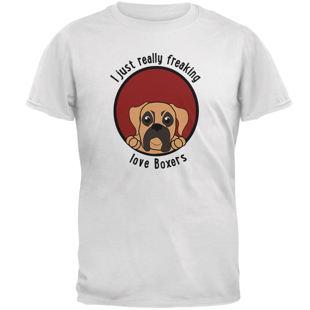 I Just Love Boxers Dog Mens Soft T Shirt Men's T-Shirts Old Glory 2XL White