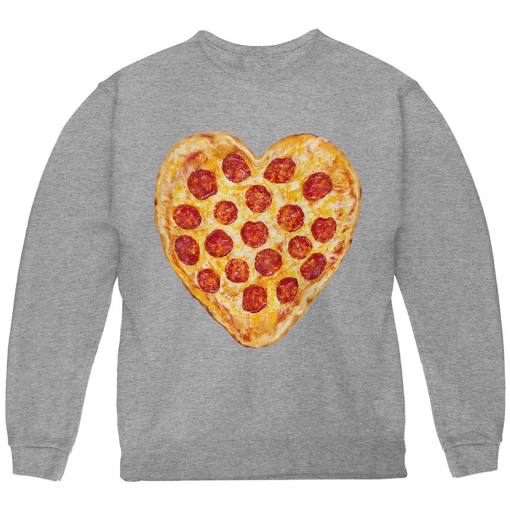 Pepperoni Pizza Heart Youth Sweatshirt Youth Sweatshirts Old Glory LG Storm Grey