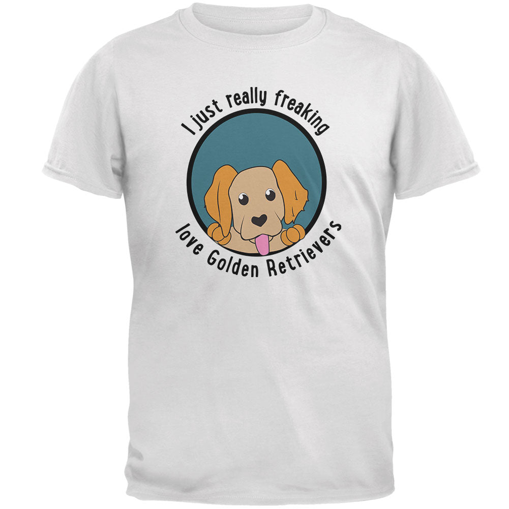 I Just Love Golden Retrievers Dog Mens Soft T Shirt Men's T-Shirts Old Glory 2XL White