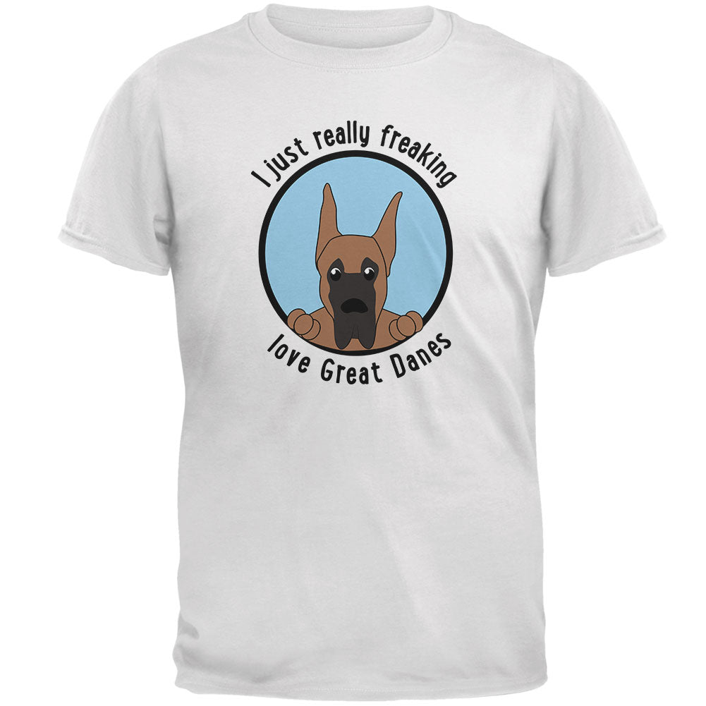I Just Love Great Danes Dog Mens Soft T Shirt Men's T-Shirts Old Glory 2XL White