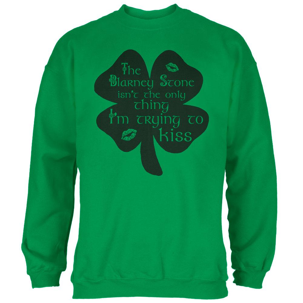 St. Patrick's Day Blarney Stone Not Only Kiss Irish Funny Mens Sweatshirt Men's Sweatshirts Old Glory 2XL Irish Green