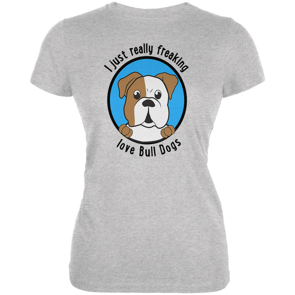 I Just Love Bull Dogs Juniors Soft T Shirt Juniors T-Shirts Old Glory 2XL White