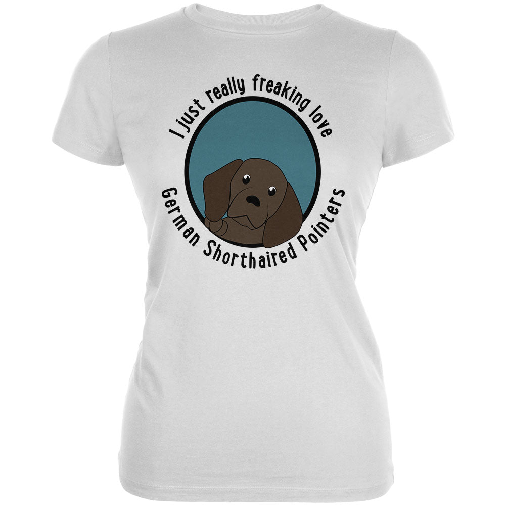 I Just Love German Shorthaired Pointers Dog Juniors Soft T Shirt Juniors T-Shirts Old Glory 2XL White