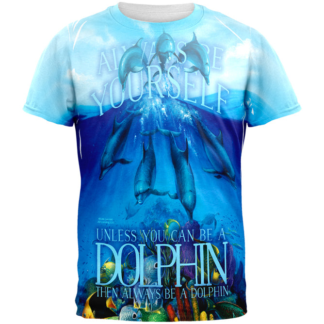 Always Be Yourself Unless Dolphin All Over Mens T Shirt Men's T-Shirts Old Glory 2XL Multicolored