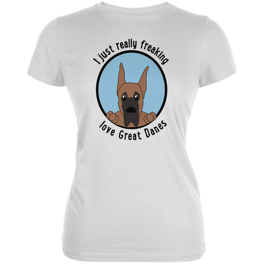 I Just Love Great Danes Dog Juniors Soft T Shirt Juniors T-Shirts Old Glory 2XL White