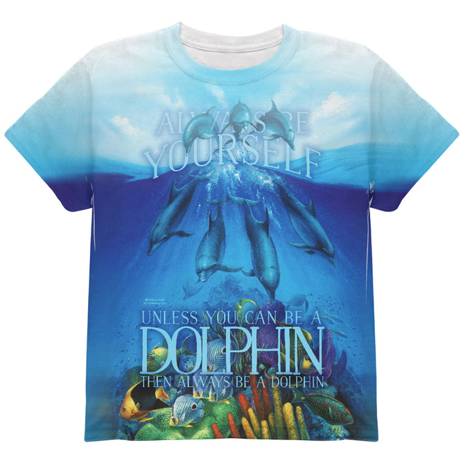 Always Be Yourself Unless Dolphin All Over Youth T Shirt Youth T-Shirts Old Glory YLG Multicolored