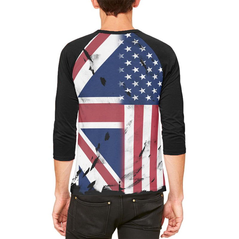 British UK American USA Flag Mens Raglan T Shirt Men's T-Shirts Old Glory