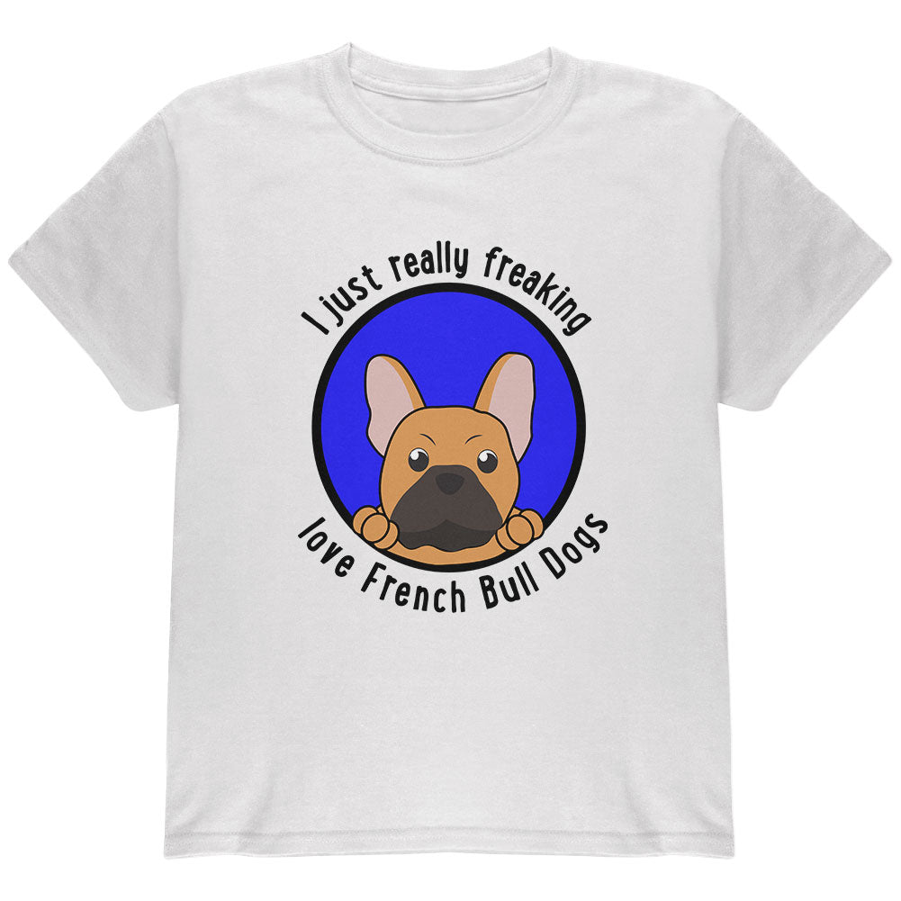 I Just Love French Bulldogs Youth T Shirt Youth T-Shirts Old Glory YLG White