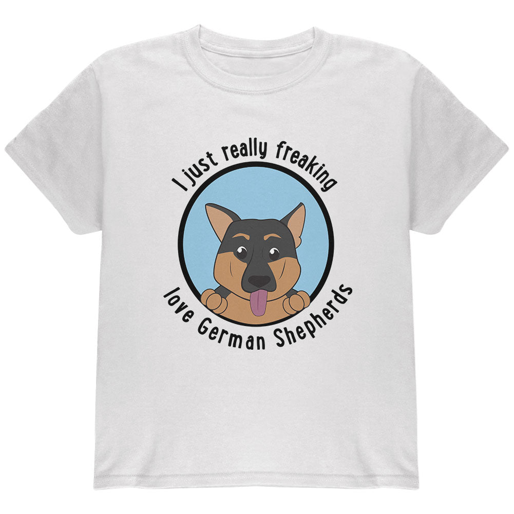I Just Love German Shepherds Dog Youth T Shirt Youth T-Shirts Old Glory YLG White